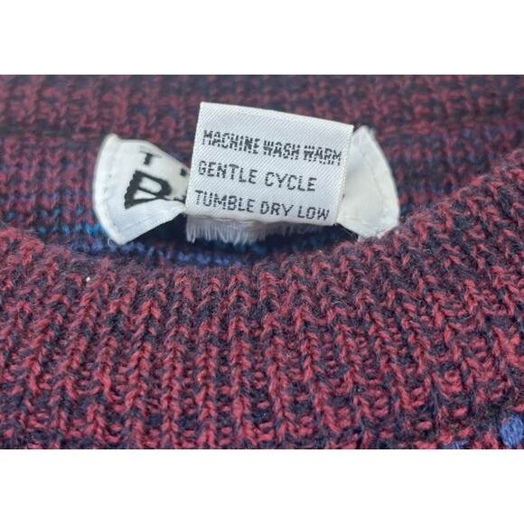 Trend Basics Vintage 90s Maroon Blue Plaid Diamond Pattern Knit Sweater Jumper - Picture 11 of 16